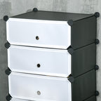 HOMCOM Space-Saving Modular Shoe Rack with 6 Storage Boxes in PP Plastic and Steel, 49x36.5x108 cm, Black and Transparent