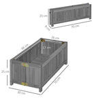 Outsunny Folding Raised Wooden Planter for Growing 70x30x25 cm Grey