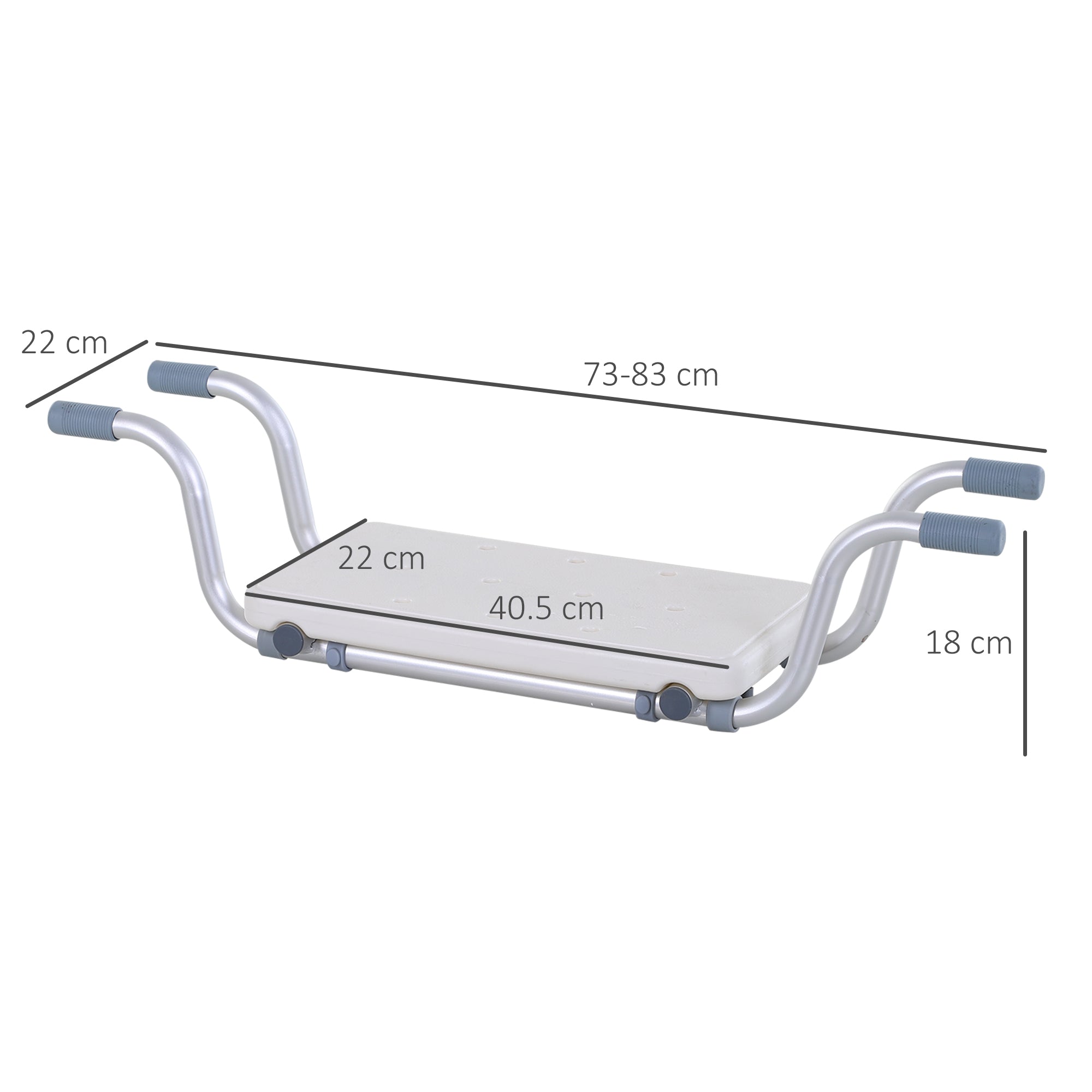 Aluminum Alloy and Plastic Bathtub Seat, Adjustable Width 73-83cm Bathtub Stool, Max. Load 150kg