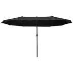Double Garden Umbrella with Crank Opening, in Steel and Polyester, 460x270x240 cm, Black - Borge' Group Limited