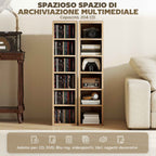 HOMCOM Set of 2 CD Racks with Adjustable Shelves for 204 CDs, Wooden, 21x22.5x88.5 cm, Oak