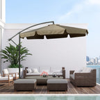 Garden Umbrella with Crank Opening in Metal and Polyester, Ø2.7x2.7 m, Coffee