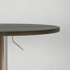 High Bar Table with Adjustable Height, Swivel Top and Steel Base, Ø60x69-91cm, Brown