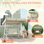 2-Seater Outdoor Children's Swing with Adjustable Canopy and Safety Belts, 112x75x120 cm, White2-Seater Outdoor Children's Swing with Adjustable Canopy and Safety Belts, 112x75x120 cm, White