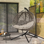 Outsunny 2-Seater Hanging Chair with 2 Pockets, 2 Cushions and Folding Basket, 126x126x176 cm