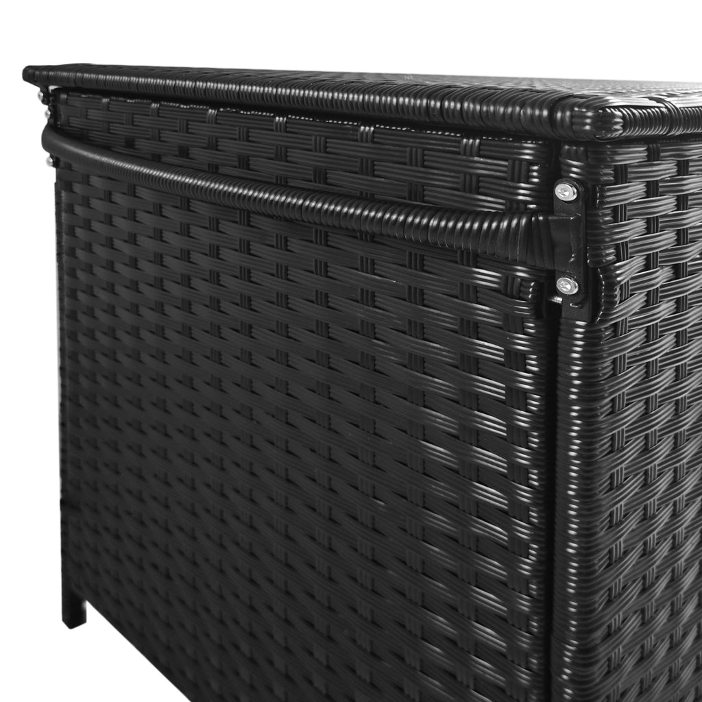 Outsunny garden trunk in Rattan pe with wheels and side handle, 121x57x67cm, black - Borgè
