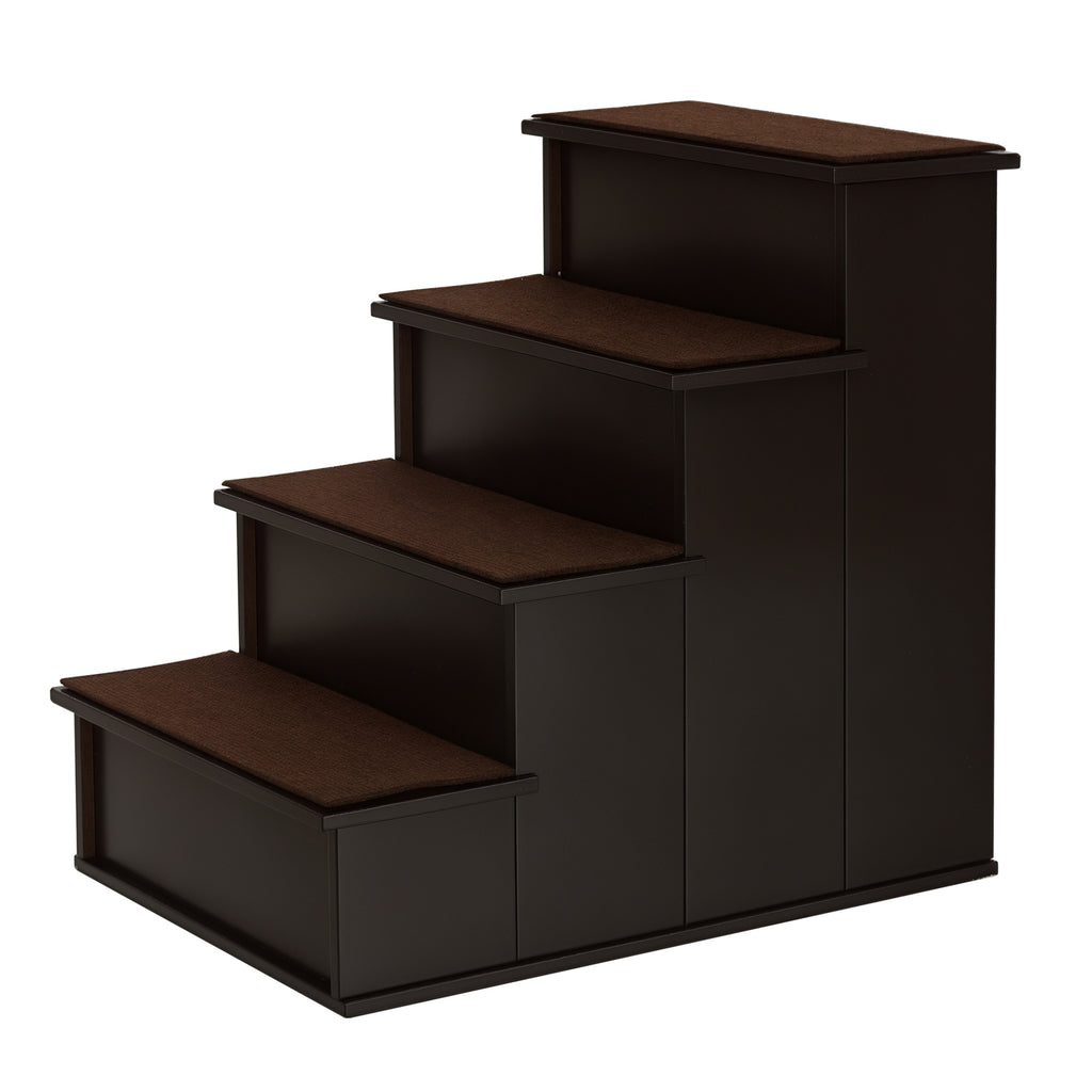 4-Step Dog and Cat Ladder with Removable Plush Cushions, 40x59x54.2 cm, Brown