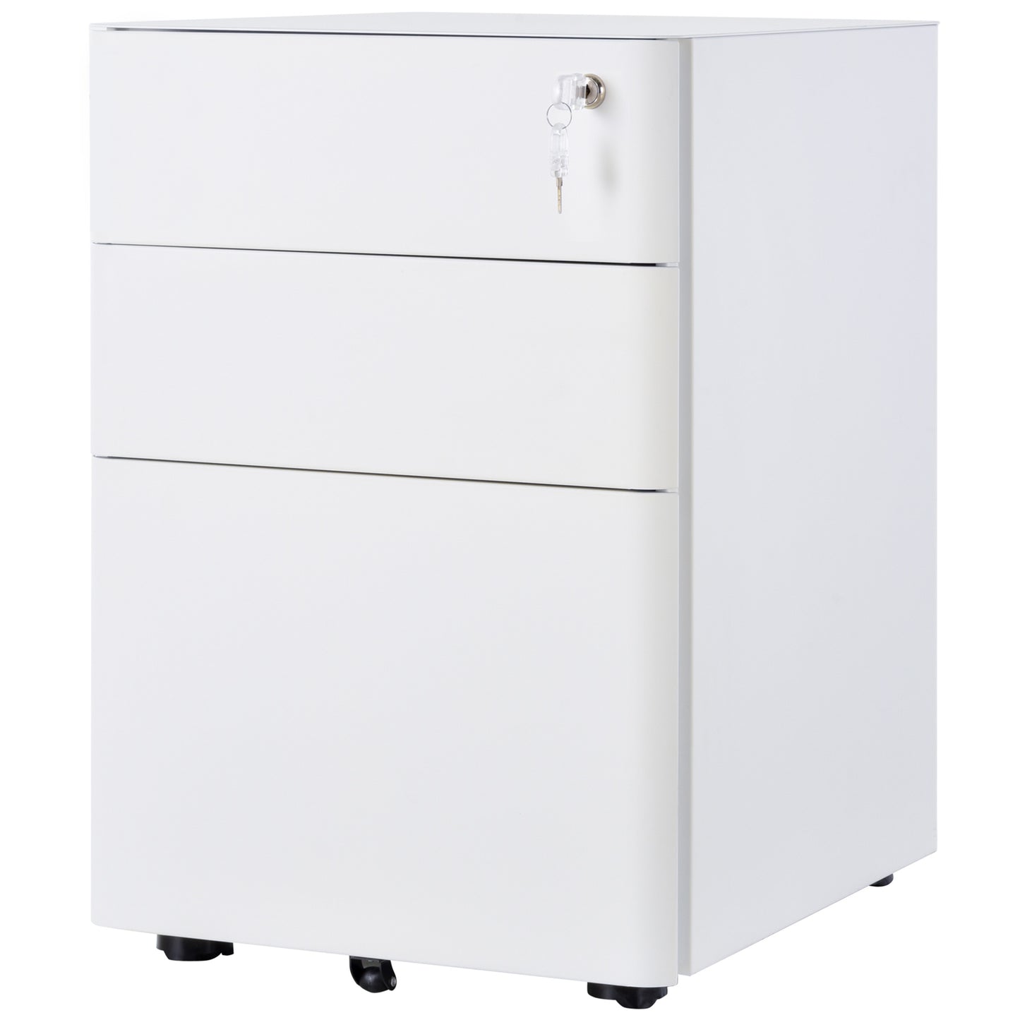 Office drawer winner 3 steel drawers with lock and wheels, 39x48x59cm, white - Borgè