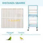 2-in-1 Bird Cage Indoor Aviary with 4 Wheels and Removable Trays, 51.5x50x140cm