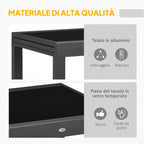 Extendable Garden Dining Table with Glass and Aluminum Top, 80-160x80x75 cm, Black