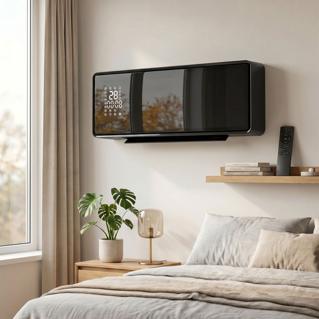 HOMCOM 2000W Wall-Mounted Ceramic Heater with 3 Modes, Adjustable Temperature, Timer, Remote Control, Child Lock, Black