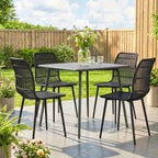 Outsunny Outdoor Dining Chairs Set of 4, Garden Chairs with Slatted Backrest, Black