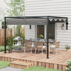 Outsunny Pergola Gazebo 3x4 m with retractable roof and drainage holes, steel and polyester, gray - Borgè