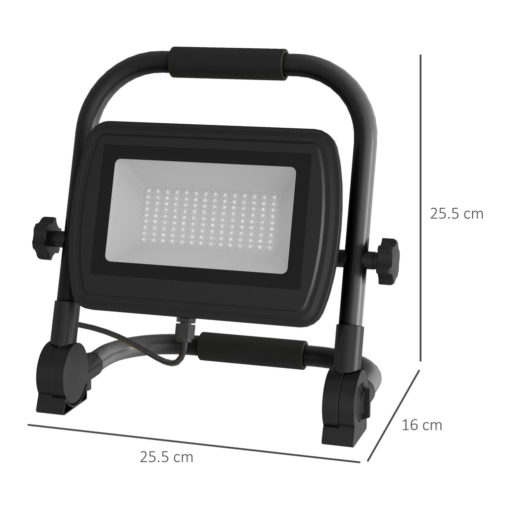 6500k LED Work Spotlight with Swivel Head and Support, in Aluminum and Metal, 25.5x16x25.5 cm, Black