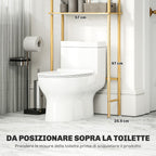 3-Tier Bamboo Slatted Over Toilet Cabinet, Wood Color, 63.5x25.5x181 cm