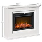 Electric Fireplace Realistic Flame Effect with White Wooden Frame, Timer and Remote Control, 1000W and 2000W, 98x27. 5x80cm