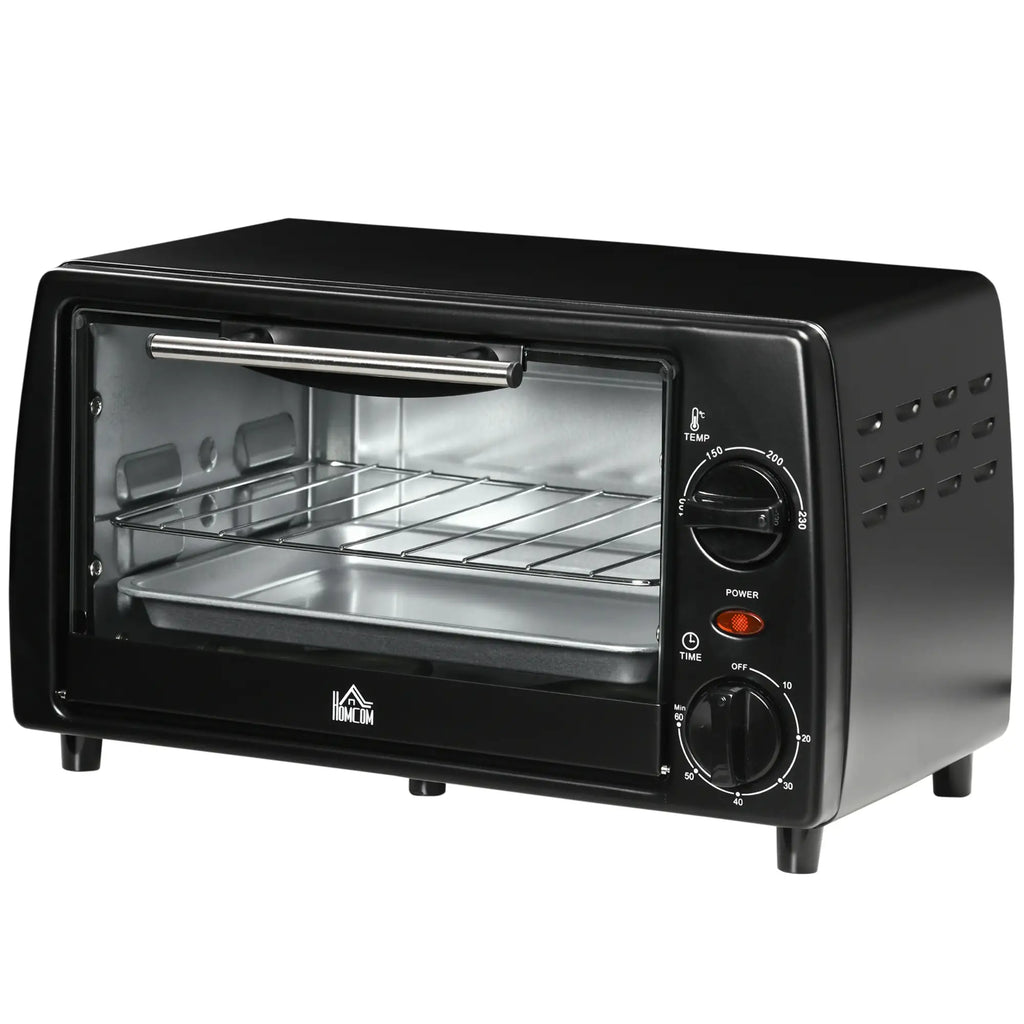 10L 750W Electric Oven with Adjustable Temperature and Timer, 36.5x26x22 cm, Black
