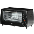 10L 750W Electric Oven with Adjustable Temperature and Timer, 36.5x26x22 cm, Black