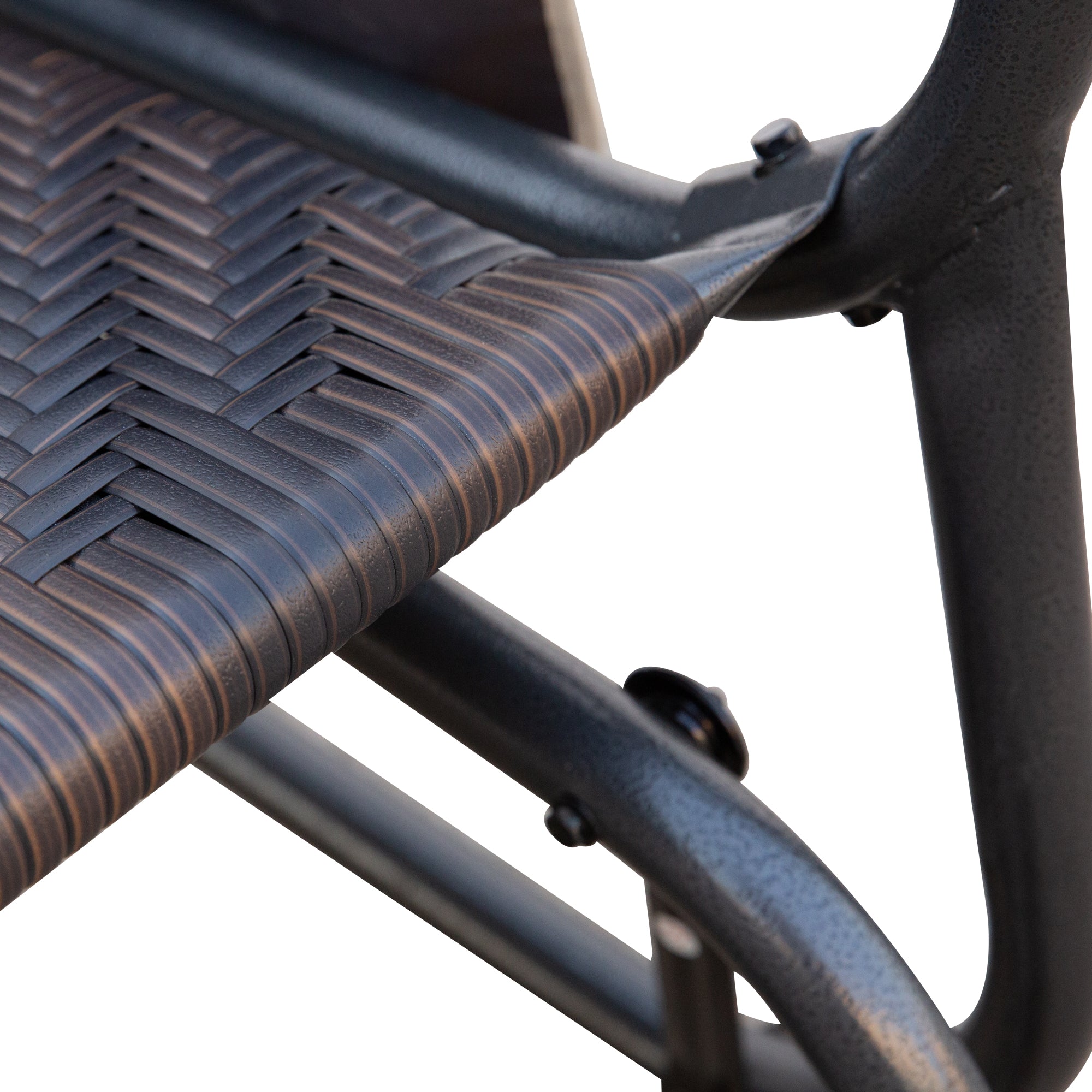 2-Seater Rattan and Steel Garden Swing Bench with Side Pockets, 122x75x88cm Brown and Black