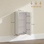 HOMCOM Bathroom Cabinet with 2 Adjustable Glass Shelves and Handleless Door, Gloss White