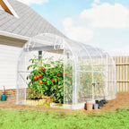 Outsunny 2x3x2 m Tunnel Greenhouse with Roller Doors, Steel Frame and Anti-UV PE Cover, Transparent