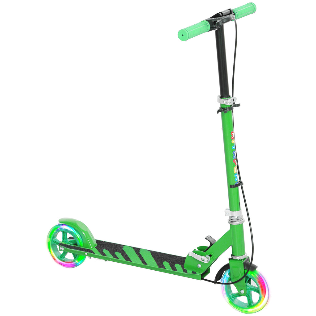 AIYAPLAY Scooter for Kids Ages 3-8 with Light-Up Wheels, Adjustable Handle and Rear Brake, Green