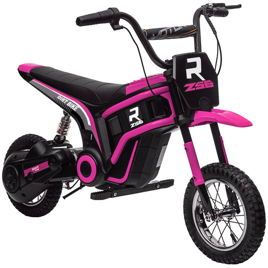 Electric Motorcycle for Children with Manual Throttle, 2 Speeds 8-16km/h, Age 8-12 Years, Pink