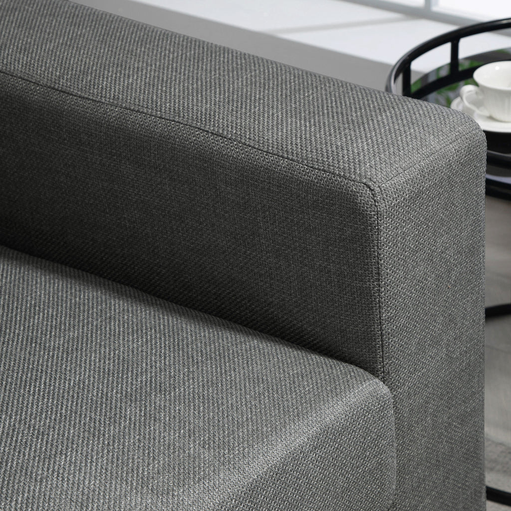 3 Seater Fabric Sofa with Padded Cushions and Linen Effect Upholstery, 237x94x102cm, Grey