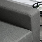 3 Seater Fabric Sofa with Padded Cushions and Linen Effect Upholstery, 237x94x102cm, Grey