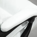White Faux Leather Office Chair, Adjustable Height with 155° Reclining Backrest and Footrest