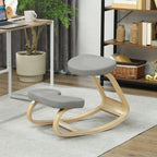 Rocking Kneeling Chair, Fabric and Birch Wood, 50x73x55 cm, Grey