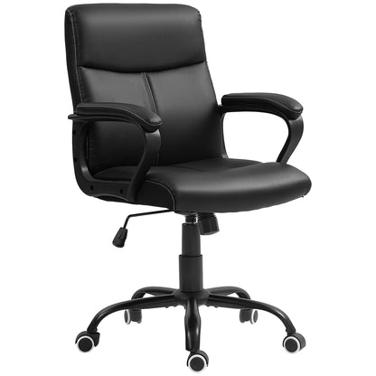 HOMCOM Height Adjustable Office Chair with Tilt Function, in PU Leather, 61x62x95-105 cm, Black