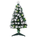HOMCOM 90cm Artificial Christmas Tree with Built-in Lights and 90 Branches, Christmas Tree with LED Lights and Fiber Optic Lights, Removable Folding Base