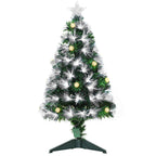 HOMCOM 90cm Artificial Christmas Tree with Built-in Lights and 90 Branches, Christmas Tree with LED Lights and Fiber Optic Lights, Removable Folding Base