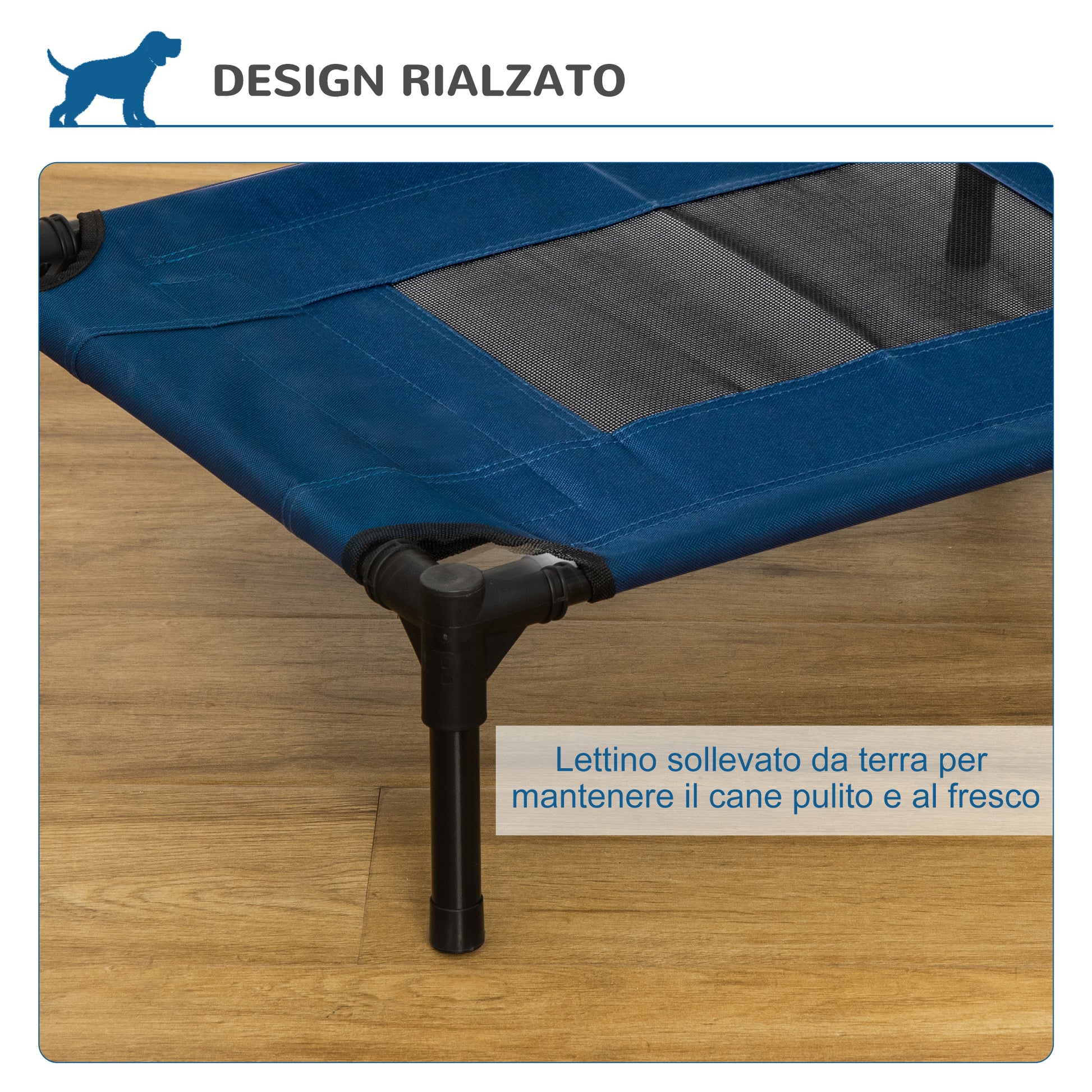 PawHut Raised Dog Bed with Breathable Seat, in Steel and Fabric, 61x46x18 cm, Brown and Black - Borgè