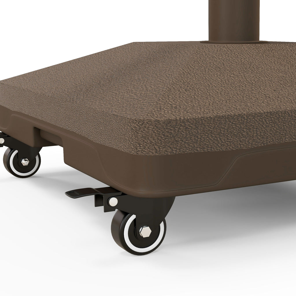 Umbrella Base with Wheels Fillable up to 20 kg for Ø22-38 mm Poles, 45x45x39 cm, Brown