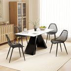 Set of 4 Modern Dining Chairs with Perforated Backrest in Plastic and Metal Legs, Black