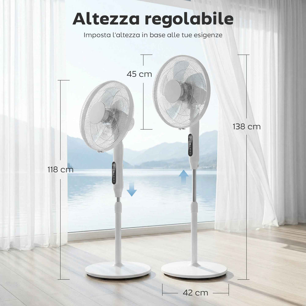 HOMCOM Floor Fan with Remote Control, Vertical Fan, White