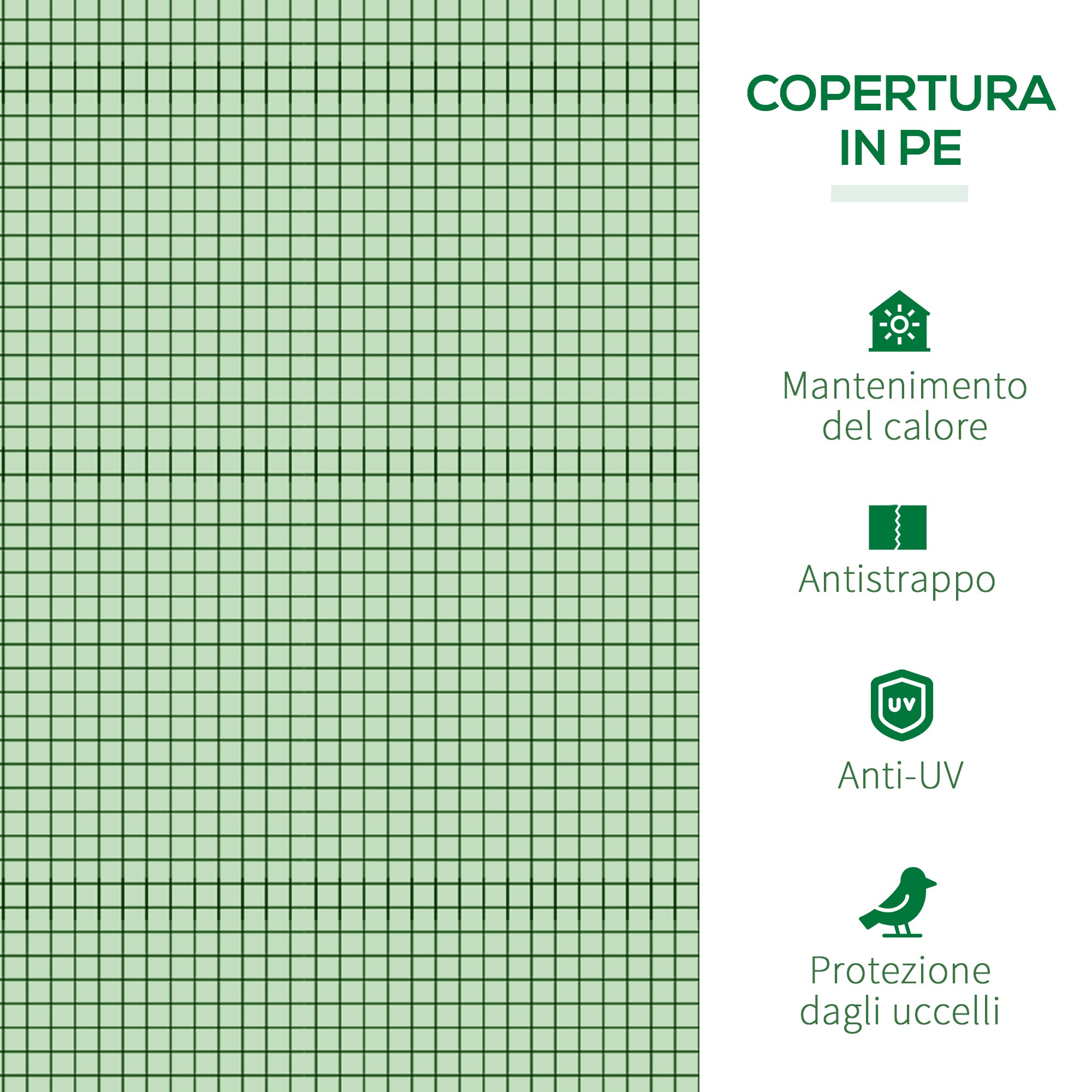 Steel and PP Plastic Tunnel Greenhouse with Roll-Up Doors, 295x100x80 cm, Green