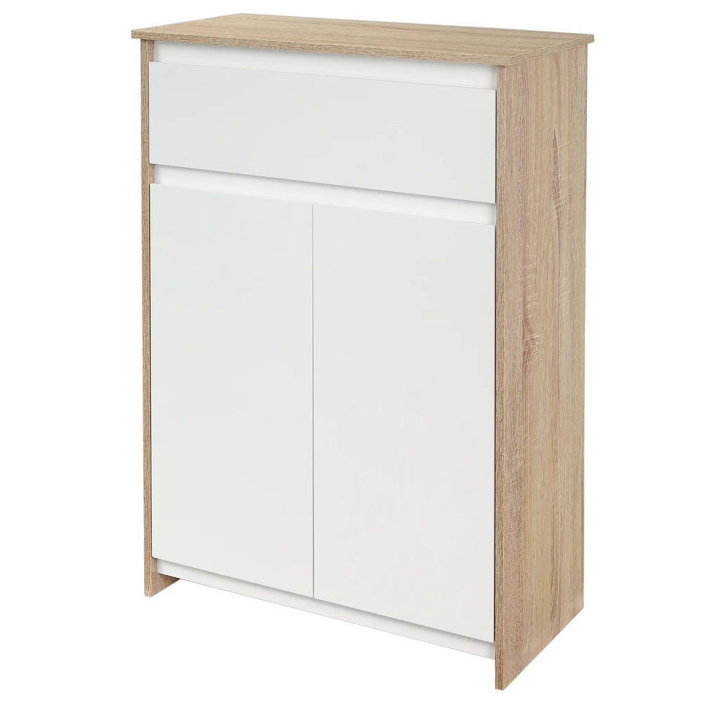 Multipurpose Bathroom Cabinet, Bathroom Cabinet with Cabinet and Drawer, Space Saving, Wood and White Color 60x30x90cm