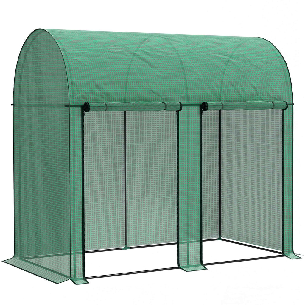 Outsunny 2m² Garden Greenhouse, 2 Roll-Up Doors, 140g/m² Anti-UV PE Cover, 2x1x1.78m, Green