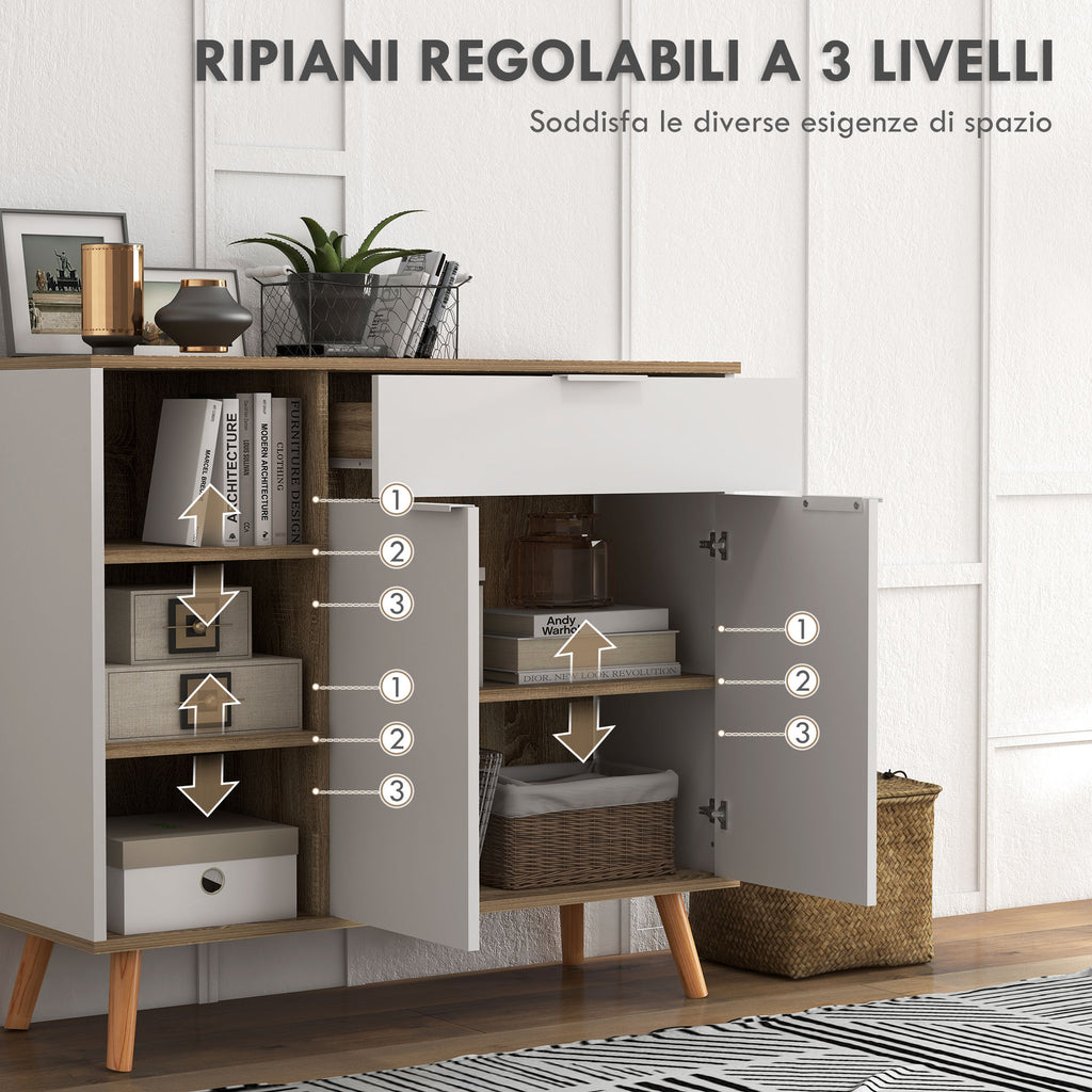 Homcom Multiuse saving saving with 3 open shelves, locker and drawer, in chipboard, 95x35x85 cm - Borgè