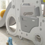 Slide Set for Children 18-48 Months with Swing, Toy Car and Basketball Hoop, 201x151x87.5cm, White