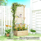 Outsunny Raised Wooden Planter with Trellis, Roof and 2 Shelves, 76x43.5x177 cm, Natural Wood
