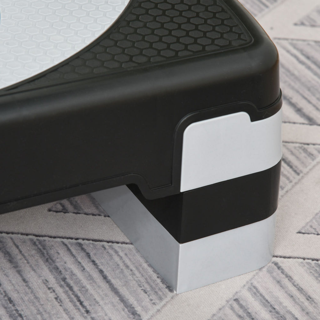 Aerobic Stepper Adjustable Height 10-15-20 cm Non-Slip, Black and Grey