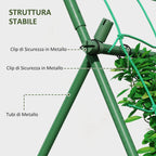 A-shaped Tomato Support with Adjustable Levels with Net, in Steel, PE and PP, 101x133x227 cm, Green