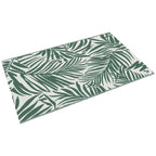 Reversible Outdoor Balcony and Terrace Rug with Leaf Pattern, 152x243 cm, Green and White