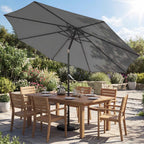 Outsunny 3x3m Tilting Round Umbrella with Crank Handle, Metal and Polyester, Dark Grey