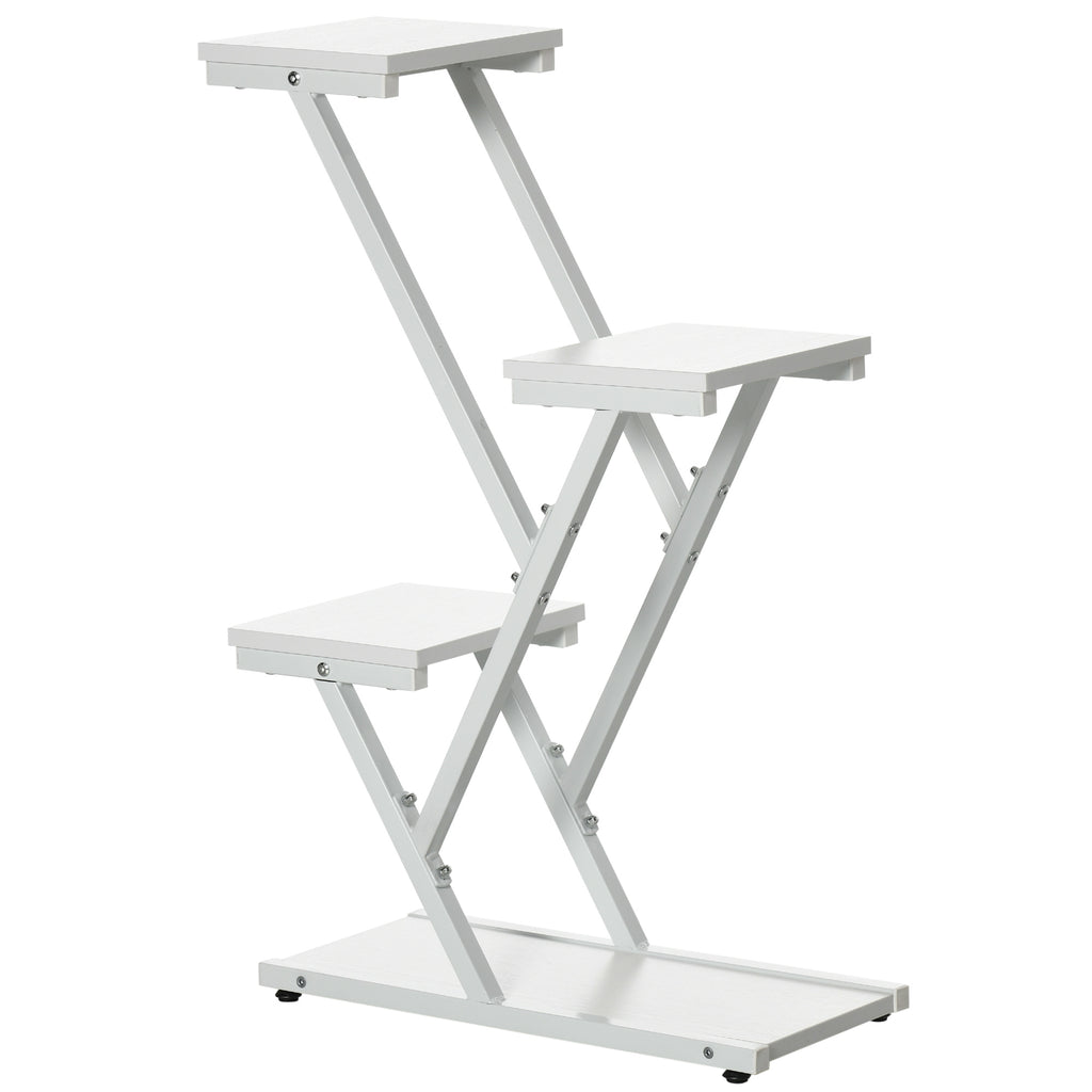Outsunny 4-Tier Indoor/Outdoor Plant Stand in MDF and Steel, 50.5x24x81 cm, White