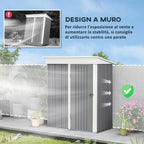 Outsunny Garden Shed for Tools in Steel with Lockable Door, 161x95x163/181cm, Gray - Borgè